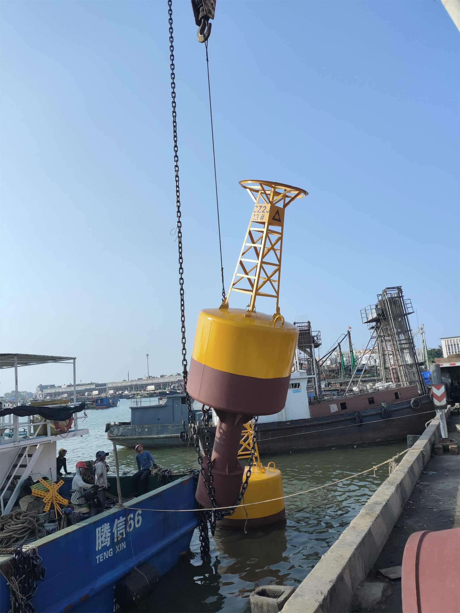 Buoy being lifted for deployment